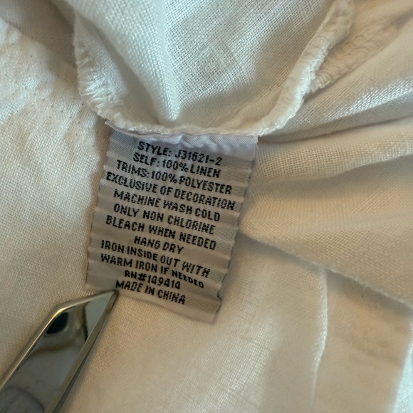 Johnny Was Floral Embroidered Linen Top / Tunic Size Large Boho White - Picture 6 of 8